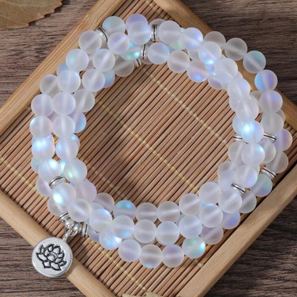 108 Mala Beads Aqua Angel Aura Quartz Mermaid Crystal Healing Necklace Bracelet